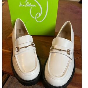 Sam Edelman Tully Shiny White Leather Lug Sole Loafers Women's 6.5 M NWB